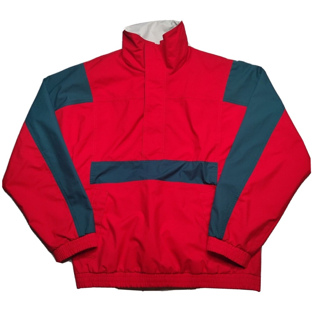 VTG EDDIE BAUER‎ GORE-TEX Men Small 1/4 Zip Red Lined Pullover Jacket
